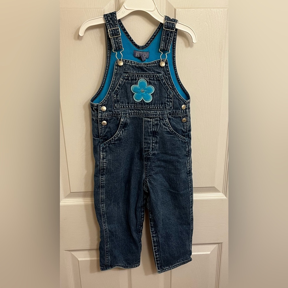 Vintage The Children’s Place Infant size 24 Months Fleece Lined Denim Overalls
